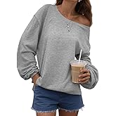 Bellcoco Womens Off the Shoulder Sweatshirt Long Sleeve Loose Pullover Tops Oversized Sweatshirts Trendy Spring Outfits