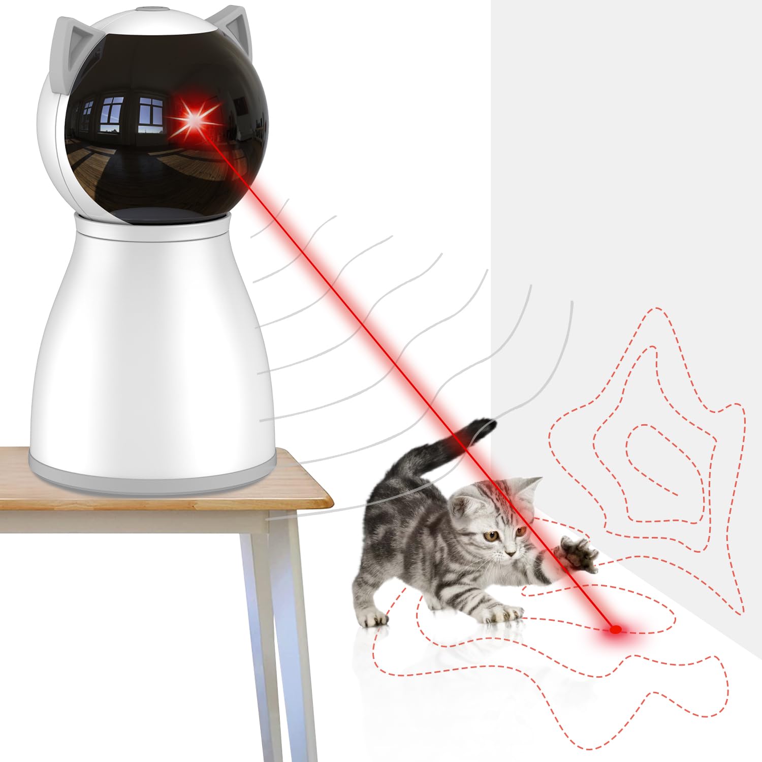 YVE LIFE Cat Laser Toy Automatic for Indoor Cats, Motion Activated Interactive Cat Toys for Kitten/Dogs,USB Rechargeable,Fast and Slow Circling Pattern,Automatic On/Off and Silent