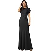 Mermaid Lace Mother of The Bride Dresses for Women with Sleeves Long Chiffon Formal Dresses Evening Gown