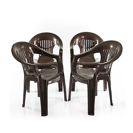 Varmora Medium Back Chair Set of 4 (Vertical - Brown)