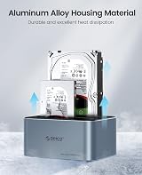 ORICO Dual Bay HDD Docking Station USB C 3.2 Gen 2 SATA Clone 36TB SSD HDD Gray view 5