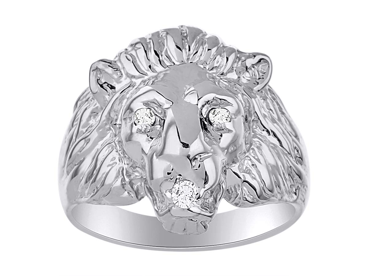Rylos Rings Sterling Silver Lion Head Ring Amazing