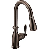 Moen Brantford Oil Rubbed Bronze Traditional One-Handle Kitchen Faucet with Pulldown Sprayer Featuring Power Boost and Reflex Docking System, 7185ORB