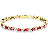 FANCIME 14K Gold Plated Birthstone Bracelets 4mm Sterling Silver Tennis Bracelets Gold Bracelets Birthday Jewelry Gifts for Women 7"