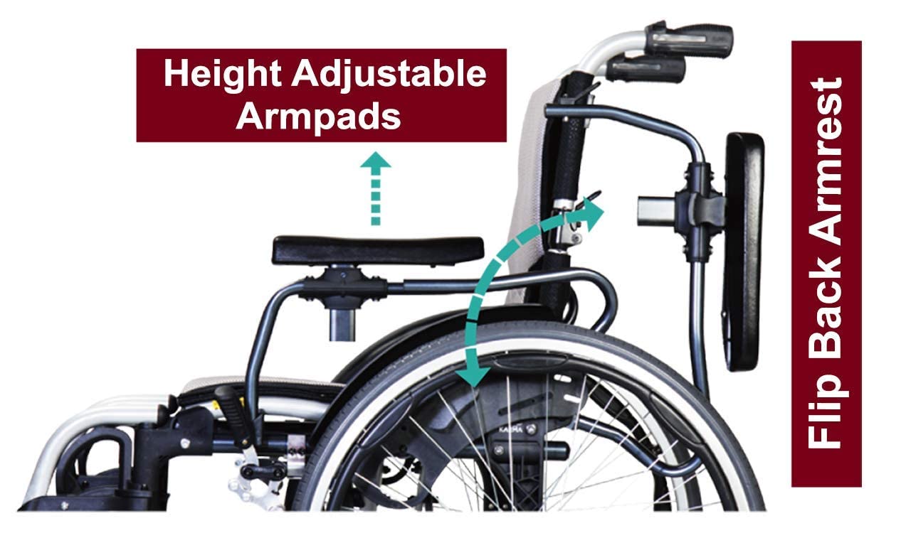 Karman Healthcare S-305 29 lbs Ultra Light Ergonomic Wheelchair with Removable Footrest and Quick Release Wheels Red Color (S-ERGO305Q18RS)