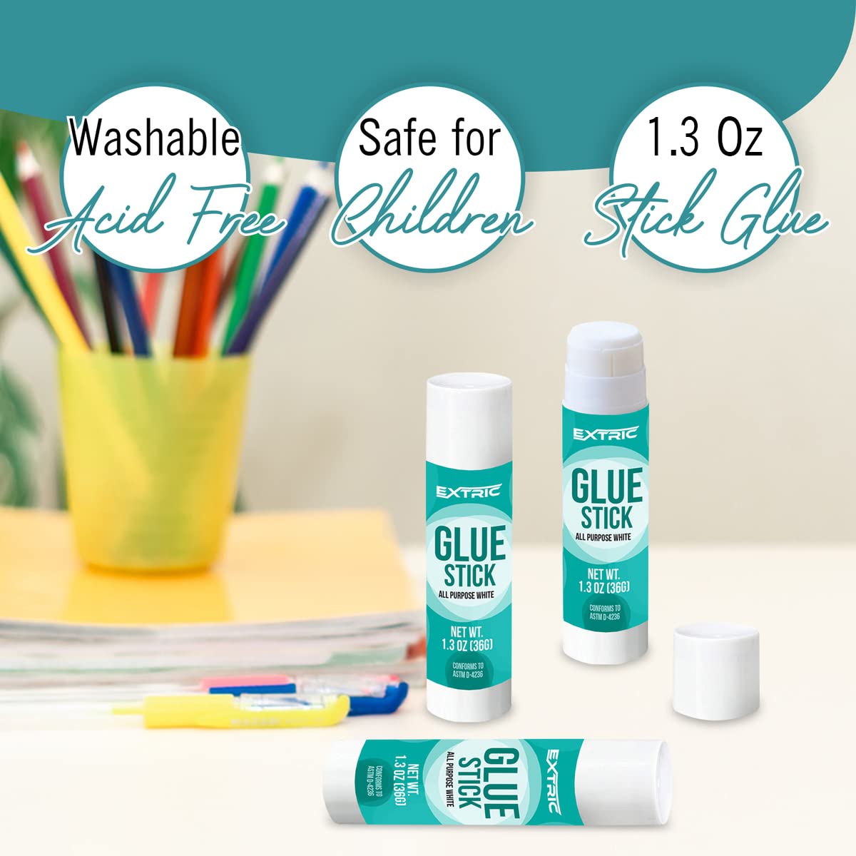 Glue Sticks Bulk Classroom, White Glue Sticks for Kids 60 Count, 1.3 Ounce, Washable All Purpose, for Kids, School and Home
