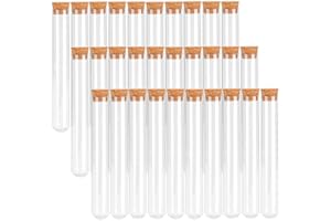 BTSD-home 20x150mm Plastic Test Tubes with Cork Stoppers for Scientific Experiments, Halloween, Christmas, Scientific Themed Kids Birthday Party Supplies, Decorate The House, Candy Storage(30 Pack)