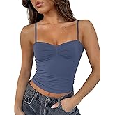 TiulZial Going Out Tops for Women - Sexy Crop Tank Top Double Lined Spaghetti Strap Trendy