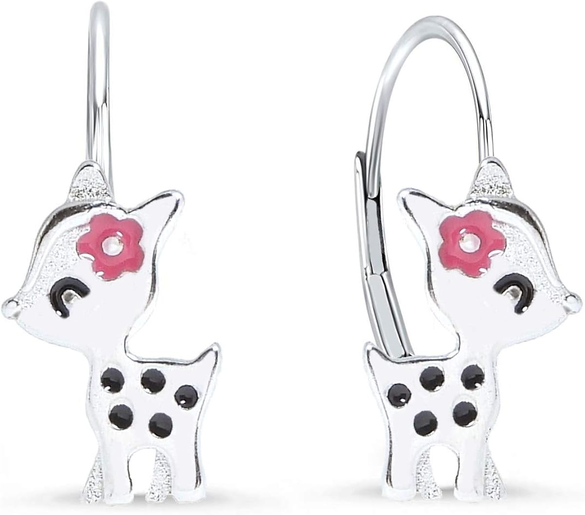 Fawn Earrings Girls 925 Silver Hanging Earrings, Sterling Silver Sterling silver enamel, No Gemstone