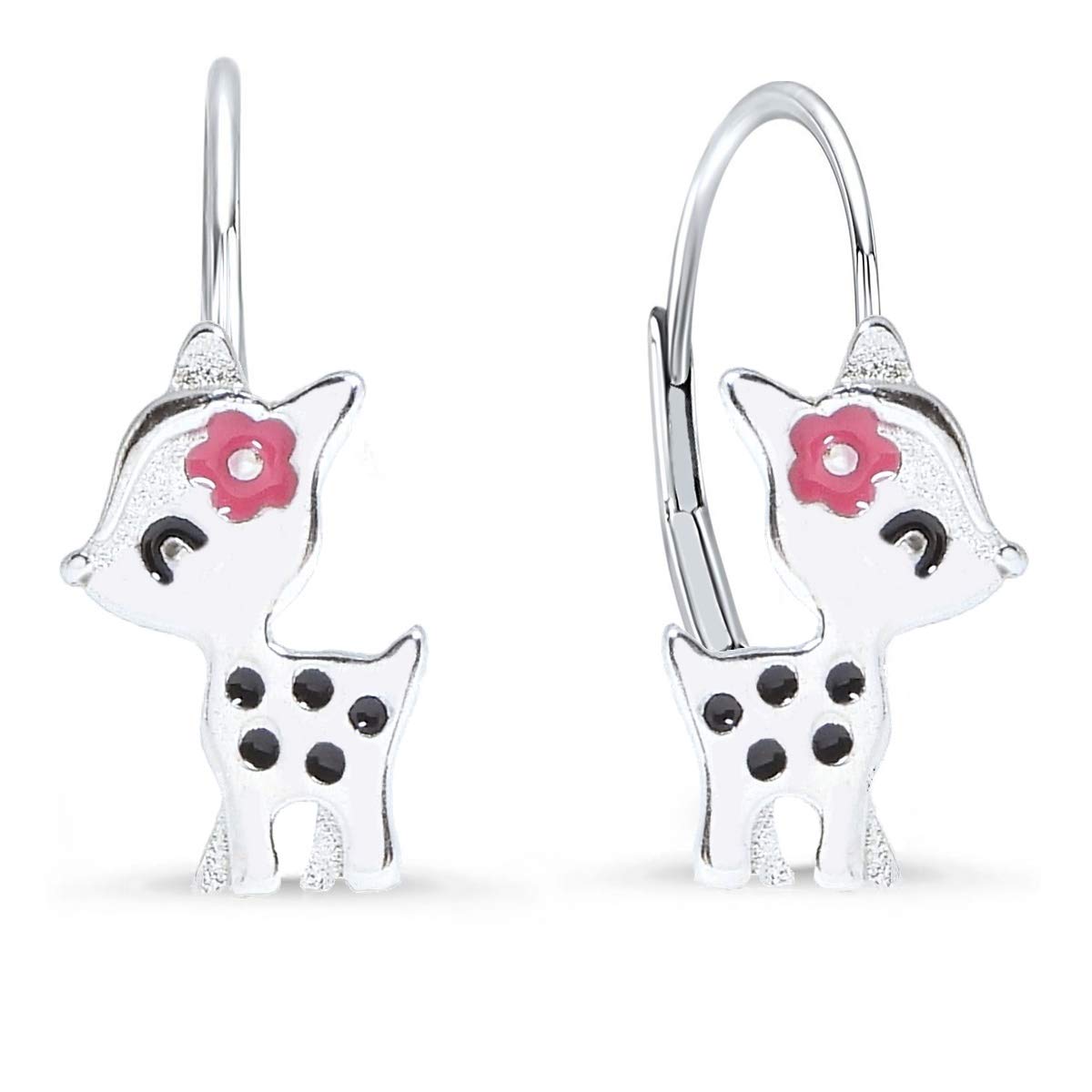 Fawn Earrings Girls 925 Silver Hanging Earrings, Sterling Silver Sterling silver enamel, No Gemstone