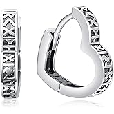 Huggie Hoop Earrings 925 Sterling Sliver Viking Rune Circle Beads Huggie Hinged Hoop Earring for Women Men