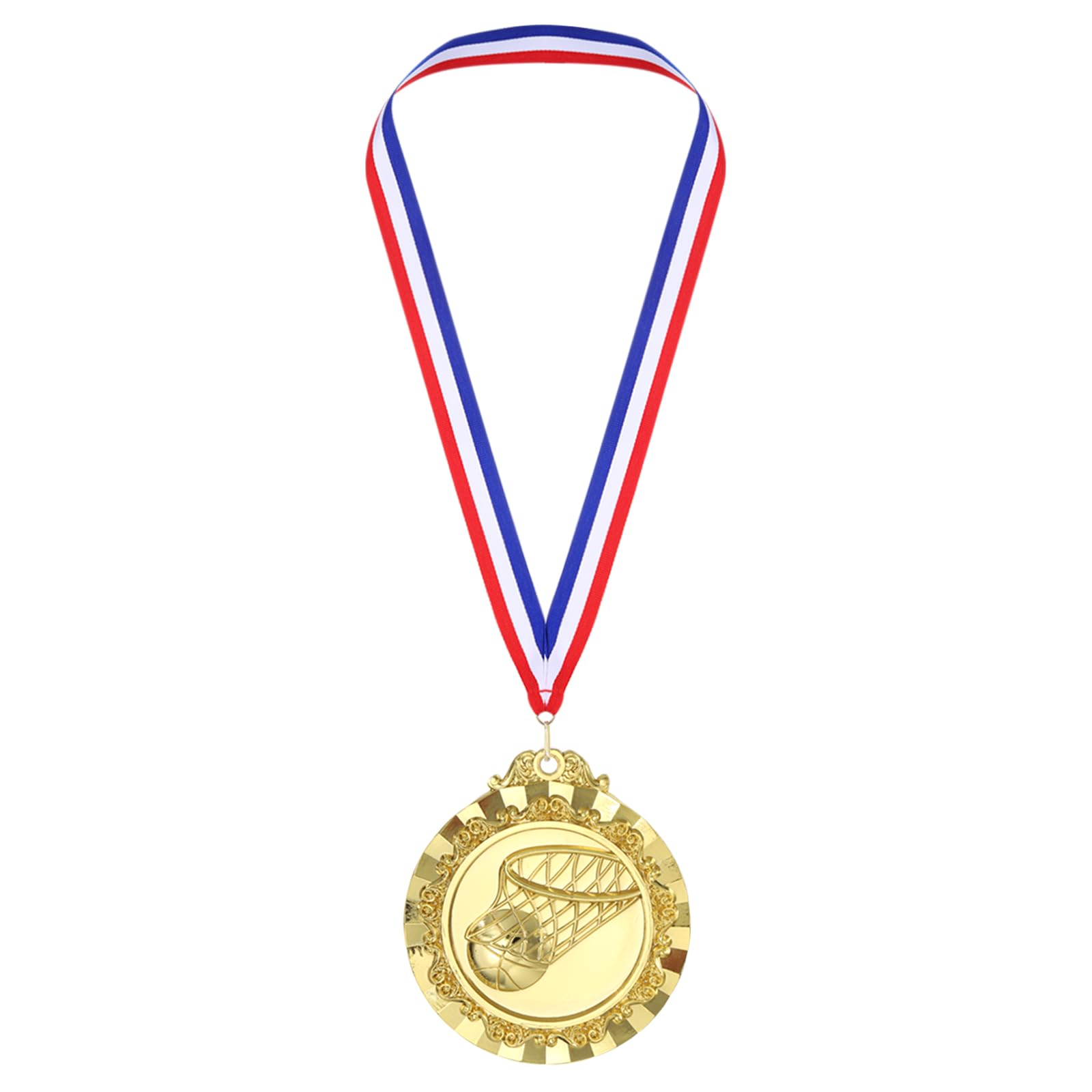 PATIKIL 2.6" Gold Basketball Medals, Basketball Award Medals with Ribbon Red White for Games Sports Competitions