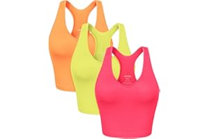 ODODOS 3-Pack Seamless Racerback Crop Tank for Women Ribbed Knit Soft Crop Tops