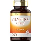 Carlyle Vitamin C with Zinc | 250 Softgels | Bioavailable | Ascorbic Acid | Zinc Oxide | Non-GMO and Gluten Free Supplement