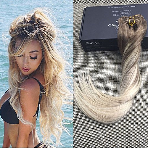 Full shine 18" 100gram 10 pcs remy balayage clip i…