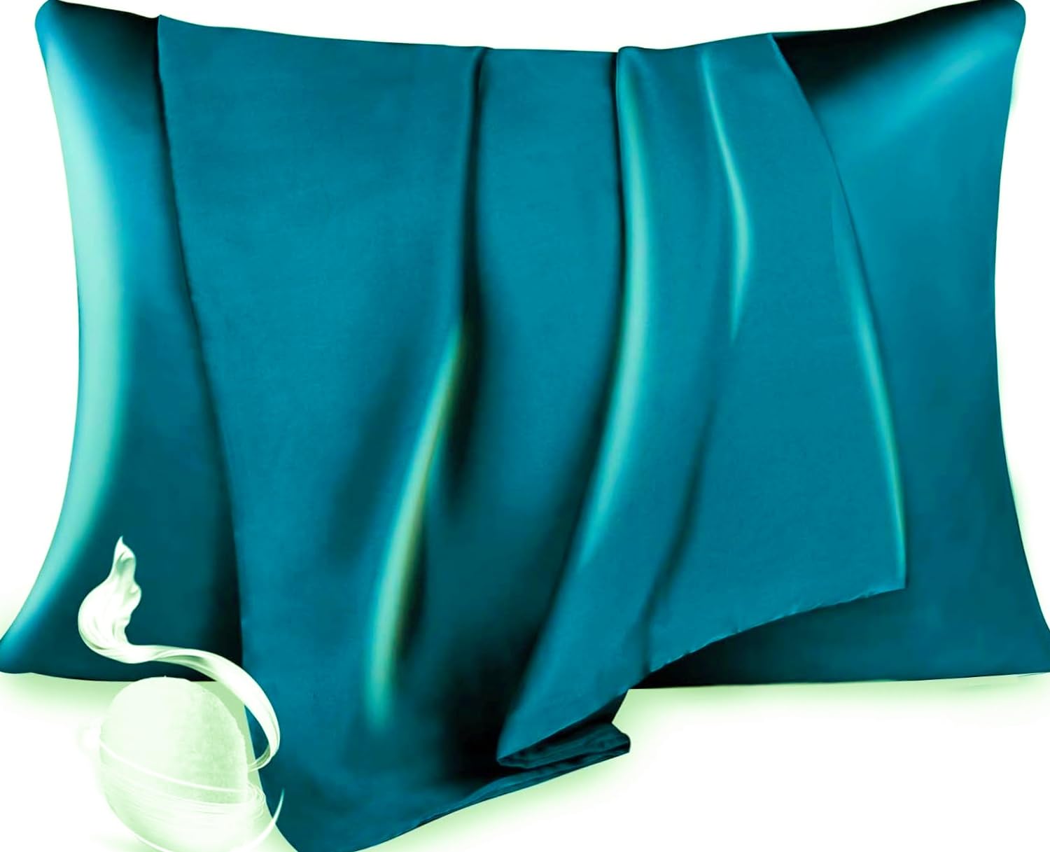 100% Mulberry Silk 19 Momme Charmeuse Silk Pillowcase With Lyocell underside for Hair and Skinfor Hair and Skin 1pc 50 x 75 cm Hypoallergenic Envelope Closure (Dark Teal) — image 1