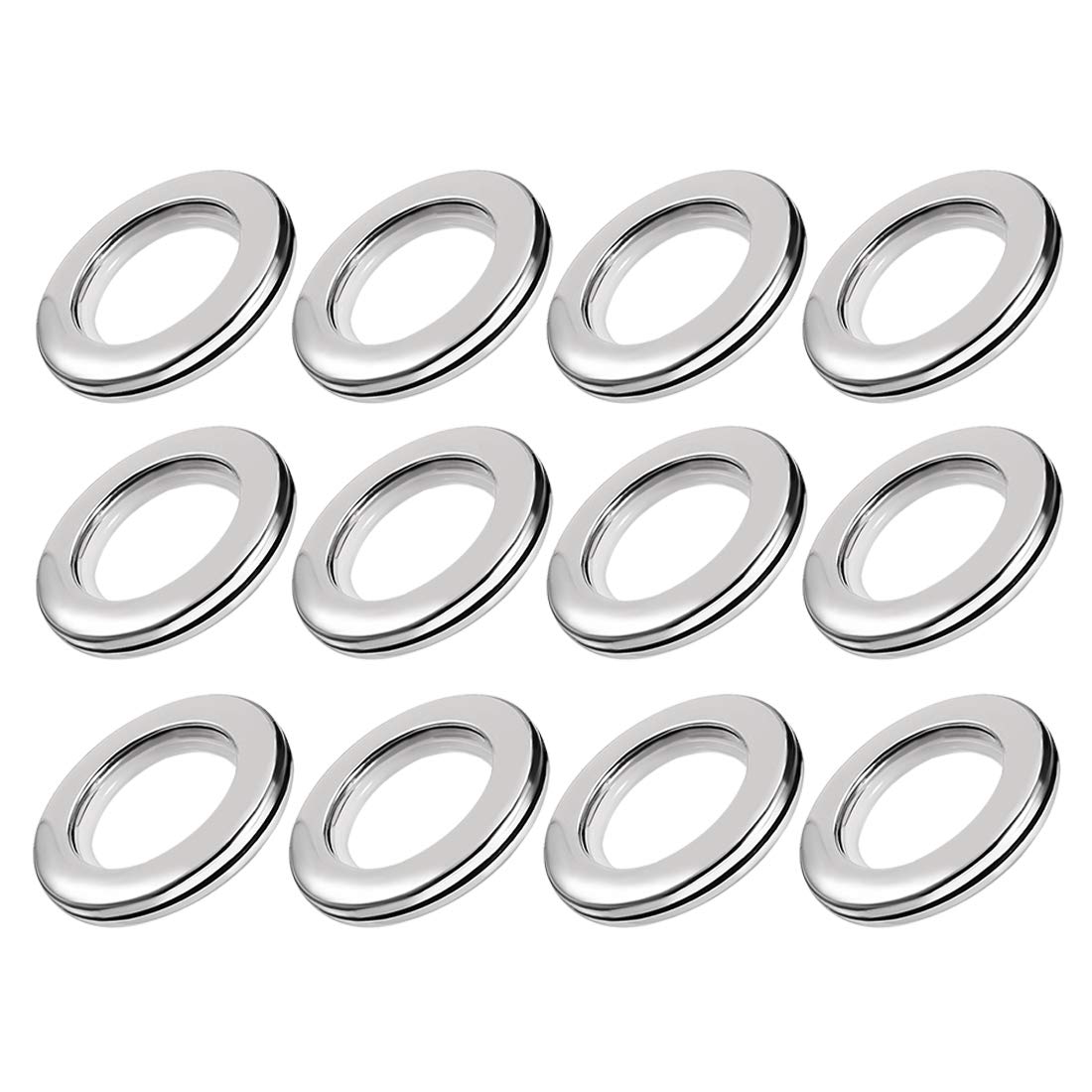 Sourcingmap Curtain Grommets Plastic 1.5 Inch Inner Dia Drapery Eyelet Rings for Window Curtain Rods Silver Tone 12 Pcs