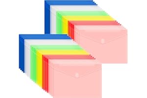 EEHZTSI 48-Pack Plastic Envelopes, Plastic Folders for Document Fit US Letter/A4 Size, Poly File Envelopes for School/Office/Home Organization, 6 Colors