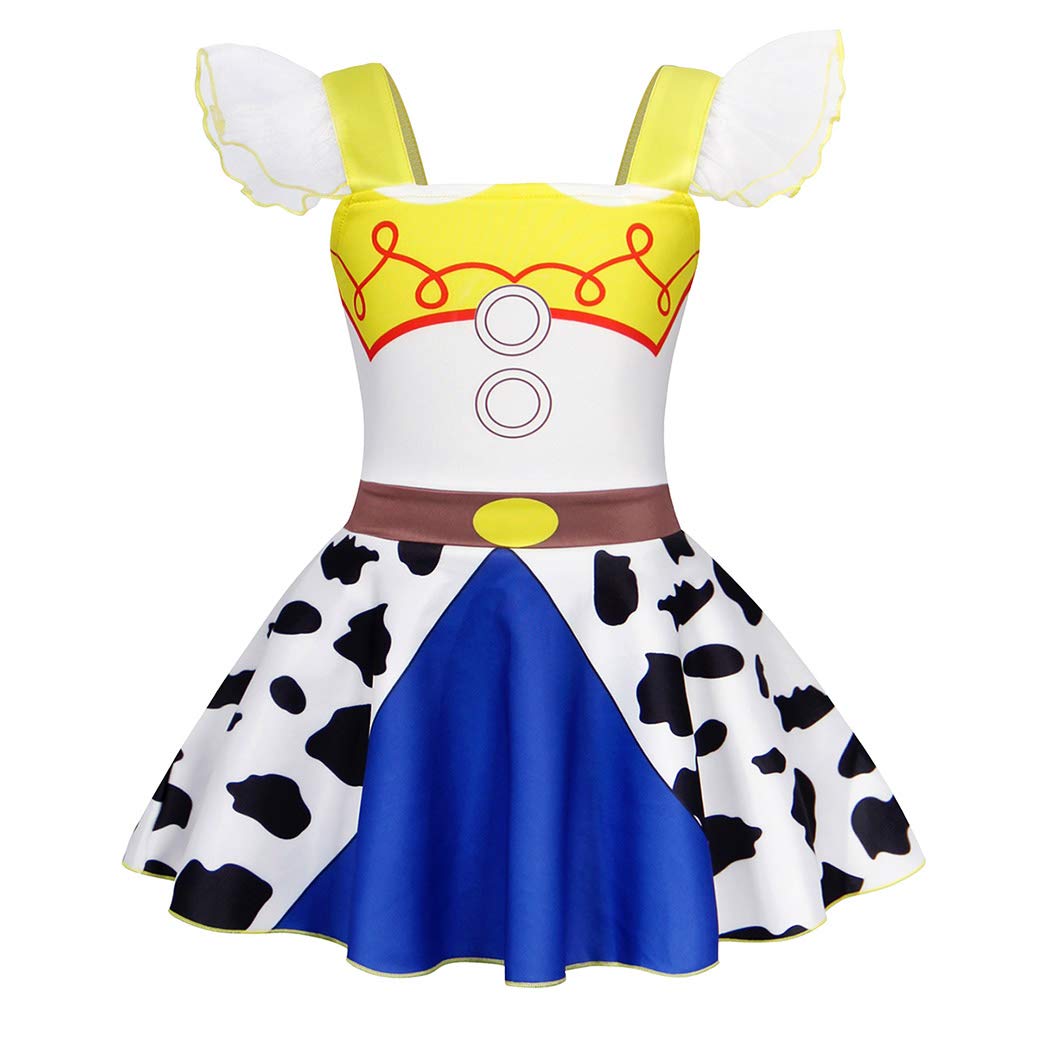 WonderBabe Little Girls Dresses Jessie Costume Princess Halloween Birthday Party Cosplay Cowgirl Outfits
