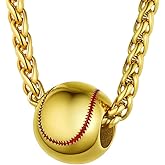 PROSTEEL 316L Stainless Steel 3D Football/Basketball/Volleyball/Baseball/Rugby Ball Cool Necklaces for Men, Sports Players Favors Jewelry, 22inch, Come with Box