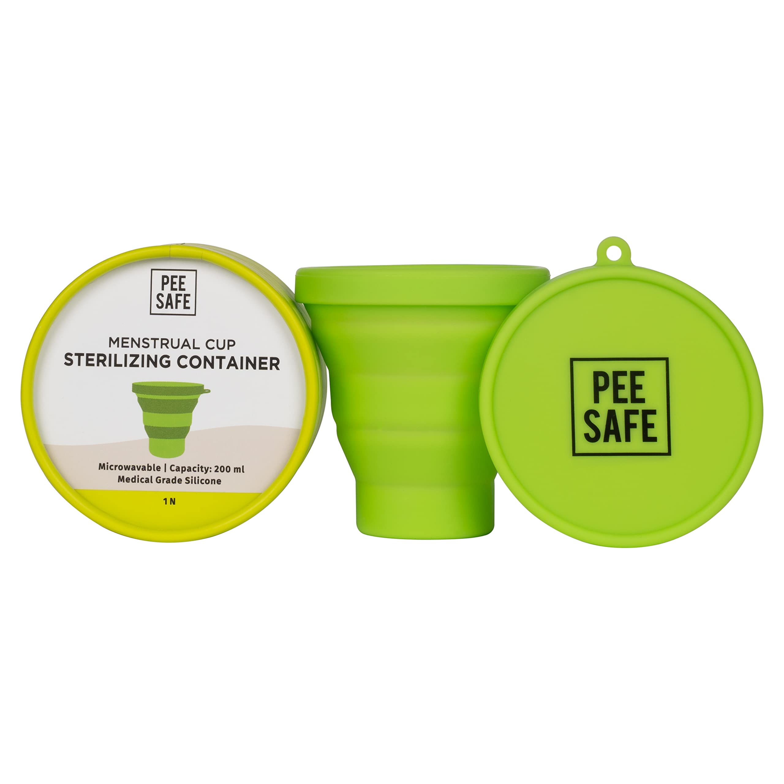 PEESAFE Menstrual Cup Sterilizing Container (1N) | Made with Medical Grade Silicone | Foldable, Compact & User Friendly | Microwaveable | Menstrual Cup Steriliser