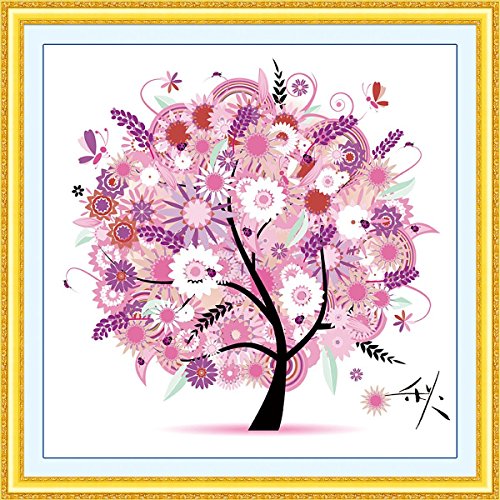 DIY Embroidery Kits Cross Stitch Kit Handmade Needlework Home Decor Colorful Tree Autumns Season