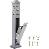 AIWFL 47" H Standing Trash Butts Disposal Receptacle Can Outdoor Ash Bin | Silver, Bolt-Down Base Plate, Large Capacity Removable Inner Liner, For Office Patio Backyard Pub Club Garage Shopping Center