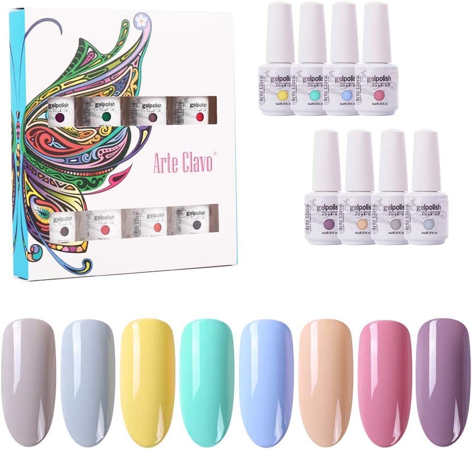 Arte Clavo 8ml Gel Nail Polish Set Soak Off UV LED Nail Gel Polish Art Varnish Gift Box Set Pack of 8 Colors Set817