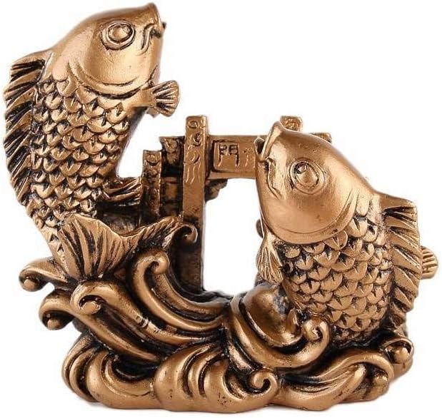 lachineuse, Feng Shui Carp Figurine, Symbol of Success and Obstacles Bypass, for Office Home, Koi Carp Statue, 7.5 x 8 x 3 cm