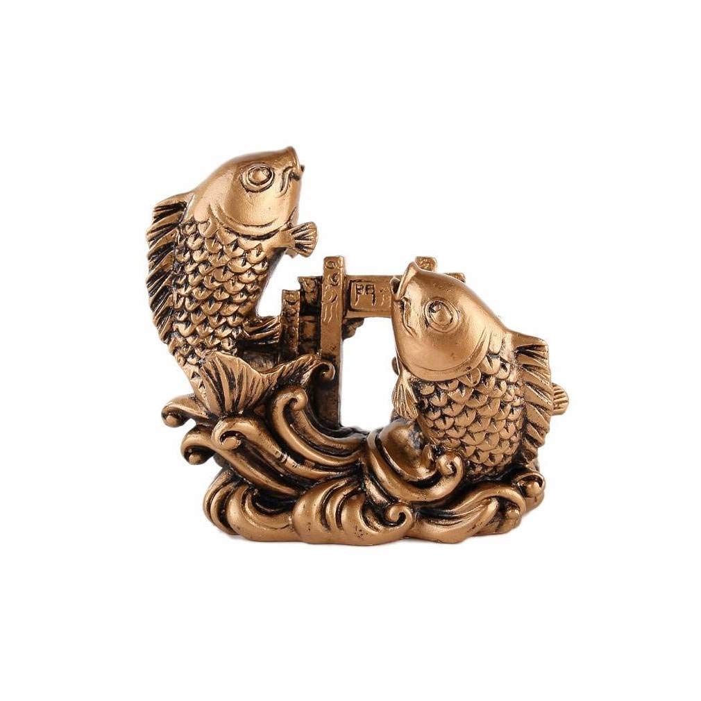 lachineuse - Feng Shui Carp Figurine - Symbol of Success and Obstacles Bypass - for Office, Home - Koi Carp Statue - 7.5 x 8 x 3 cm - Asian Decoration - Gold Colour