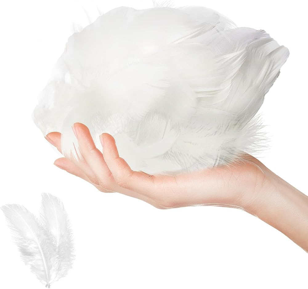 Jagowa 100 Pcs Feathers for Crafts Colorful Natural Goose Feathers White