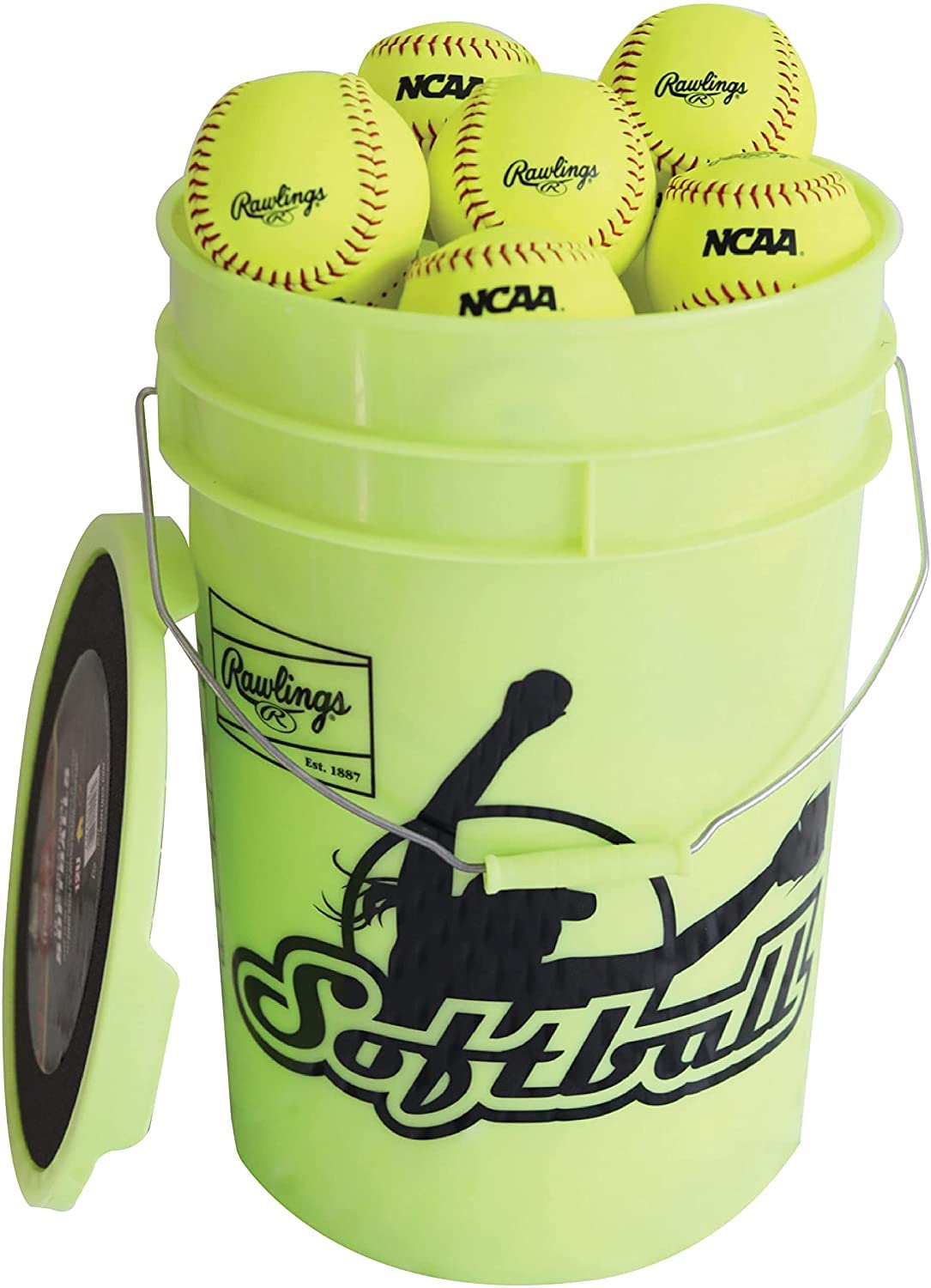 Rawlings | NC12BB Fastpitch Softballs & Bucket | 12" | 18 Count Image Rawlings | NC12BB Fastpitch Softballs & Bucket | 12" | 18 Count Image