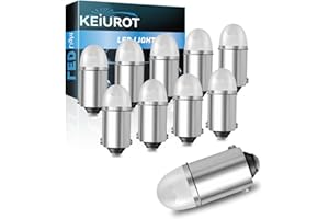Keiurot 1893 Led Bulb 1895 1815 1816 53 57 Bulb BA9S Led Bulb for Indicator Lights Car Dome Map Trunk License Plate Courtesy Step Light White DC/AC 12V, 10-Pack