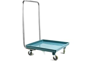 QWORK Warewashing Rack Dolly, 21.26" x 21.26" x 34.65", 200 Lbs Load Capacity, with Detachable Handle and 4 Swivel Casters, 1