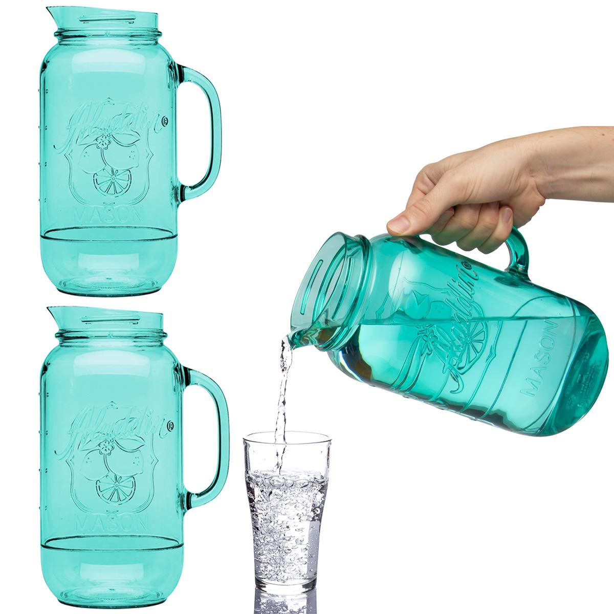 Aladdin (3 Pack) Mason Jar Plastic Drink Pitcher 2.5 Quart