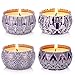 Scented Candles Blue & White Gift Set - 4 Pack Fragrance Soy Wax Candle with Aromatherapy Essential Oils - Include (Lily & Green Tea & Lilac Blossoms & Ginger Flower)
