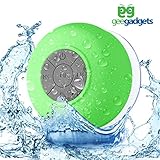 Portable Bluetooth Shower Speaker with Suction Cup - Waterproof, Built in Mic, Universal Phone & Tablet Compatibility - Green - by Gee Gadgets