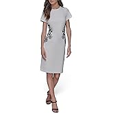 KARL LAGERFELD Womens Short Sleeve Crew Neck Scuba Crepe Midi Dress