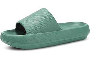 welltree Slides for Women Men Pillow Slippers Non-Slip Bathroom Shower Sandals Soft Thick Sole Indoor and Outdoor Slides