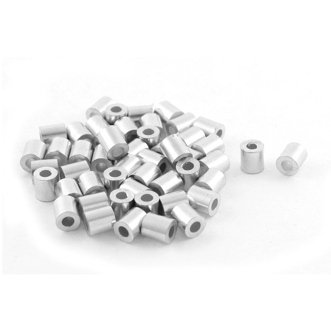 Sourcingmap Aluminum Cable Stops Sleeves for 2mm Wire Rope Swage Clip 50pcs
