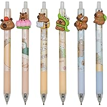 Maydahui Crab Rollerball Pens - 6 Pack Cute Sea Animal Gel Pens With 0.5mm Black Ink