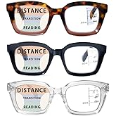 HIYANJN 3 Pack Progressive Multifocal Reading Glasses for Women Men Oprah style Blue Light Blocking Spring Hinger Readers 1.50