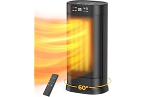 Faryuan Space Heaters for Indoor Use, 1500W Fast Heating Oscillating Portable Electric PTC Ceramic Heater with Thermostat, 4 Modes, Overheat Protection, 1-24h Timer, Remote for Bedroom Office