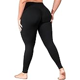 MEJING Plus Size Butt Lifting Leggings with Pockets for Women, L-5XL Yoga Pants Tummy Control, High Waist Workout Leggings