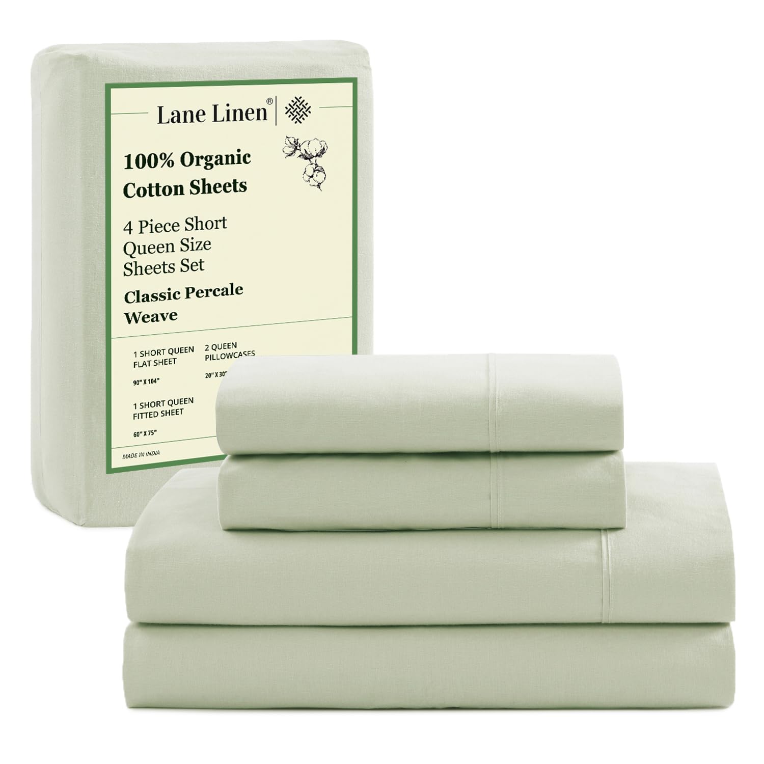 LANE LINEN 100% Organic Cotton Queen Sheet Set, 4Pc