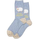 Hot Sox Women's Fuzzy Sheep Walking Socks 1 Pair, Blue Heather, Women's 4-10 Shoe