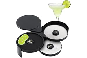 Homend Margarita Salt Rimmer Set with Sponge - 3-Tier Rotating Bar Quality Rimmer for Cocktails - Salt, Sugar, Lime Juice Tra