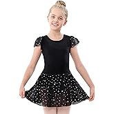 Stelle Ballet Leotards for Girls Dance Leotard with Skirt Toddler Pink Ballet Outfit Ruffle Sleeve Kids Dance Dress