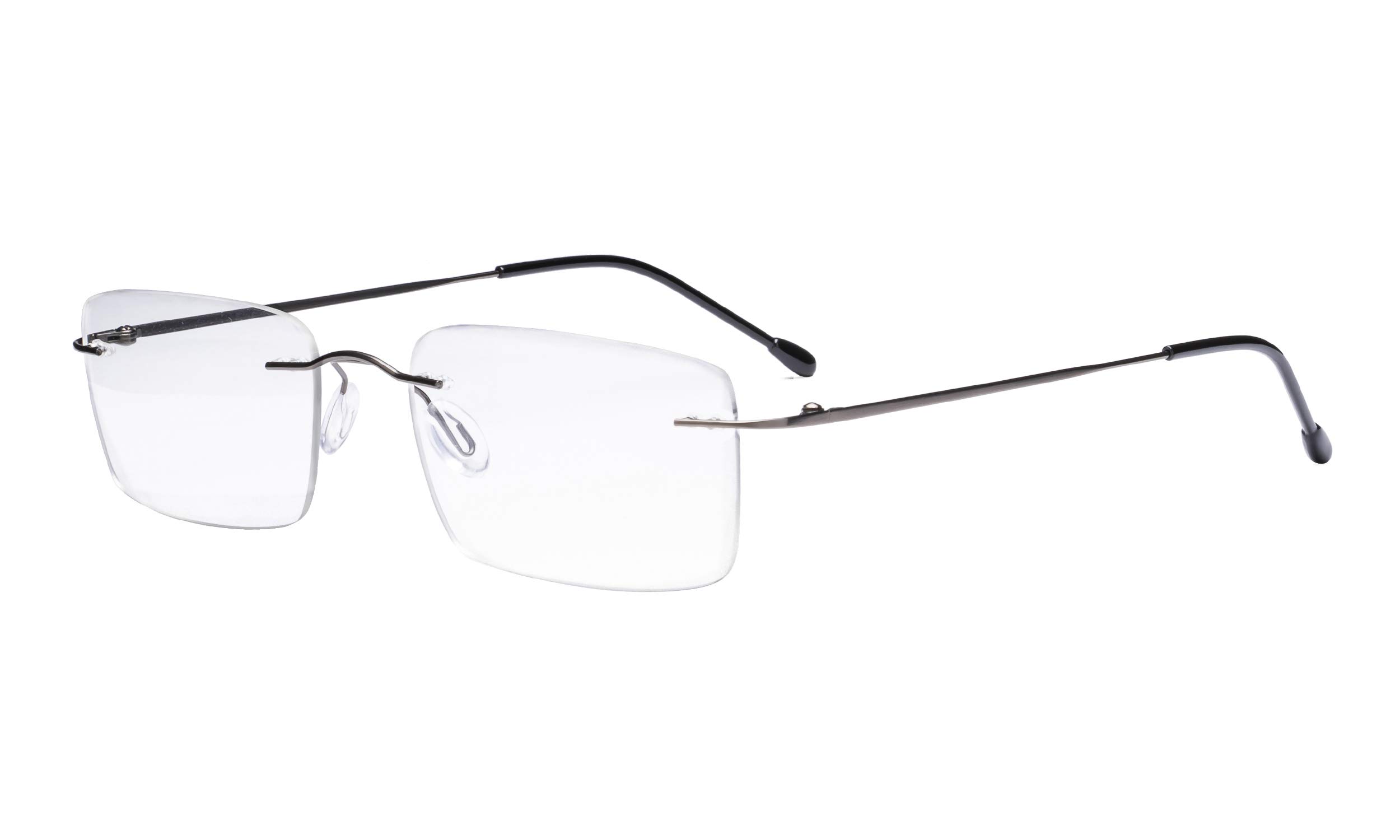 Eyekepper Frameless Reading Glasses for Men Reading - Rectangle Rimless Reader Eyeglasses Gunmetal +2.25