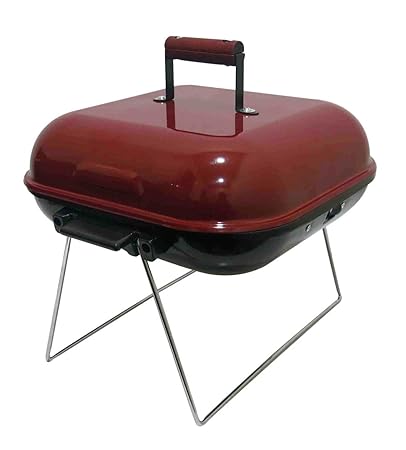 Fabrilla Square Charcoal Barbeque Grill Set with Lid (Black)